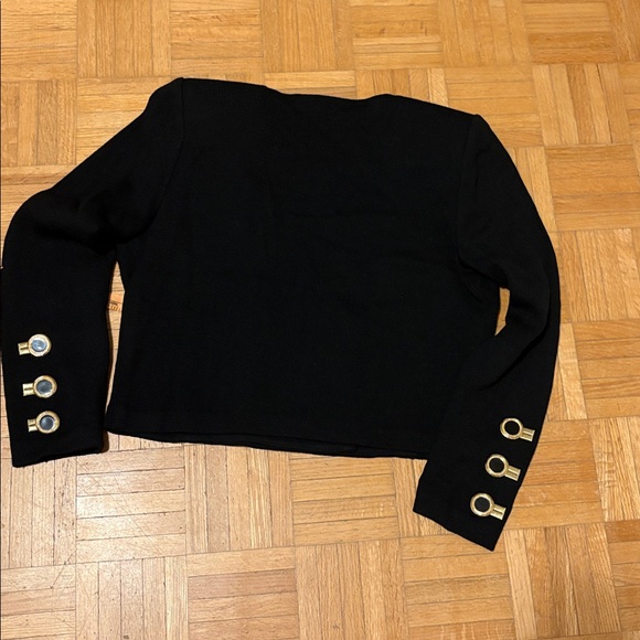 St.John collection Black Cropped Blazer with Gold Accents - Picture 6 of 16